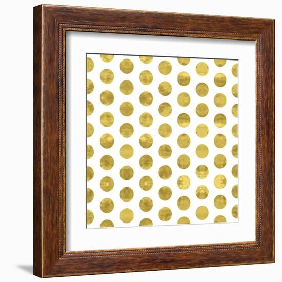 White and Gold Pattern. Abstract Geometric Modern Polka Dot Background. Vector Illustration.Shiny B-Lami Ka-Framed Art Print