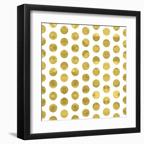 White and Gold Pattern. Abstract Geometric Modern Polka Dot Background. Vector Illustration.Shiny B-Lami Ka-Framed Art Print