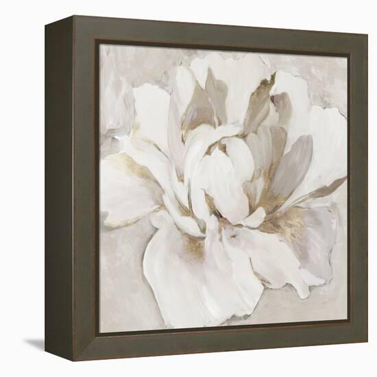 White and Gold Peonia-Asia Jensen-Framed Stretched Canvas