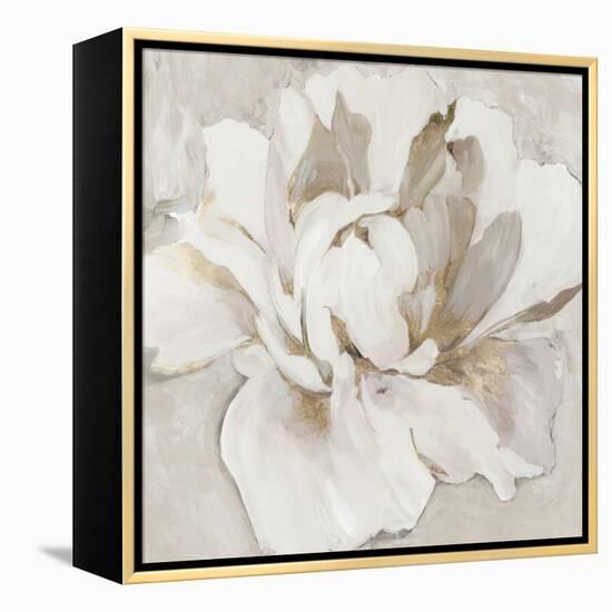 White and Gold Peonia-Asia Jensen-Framed Stretched Canvas