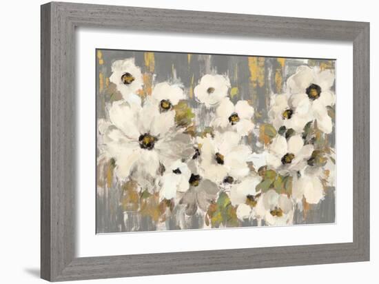 White and Green Bloom Gray-Silvia Vassileva-Framed Art Print