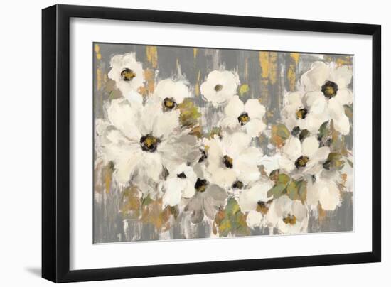 White and Green Bloom Gray-Silvia Vassileva-Framed Art Print