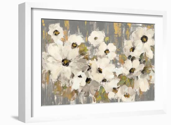 White and Green Bloom Gray-Silvia Vassileva-Framed Art Print