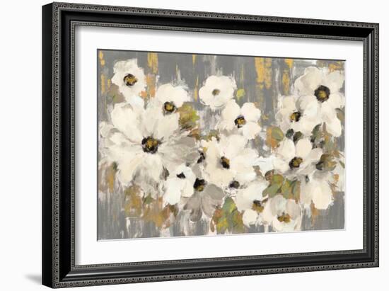 White and Green Bloom Gray-Silvia Vassileva-Framed Art Print