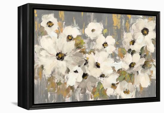 White and Green Bloom Gray-Silvia Vassileva-Framed Stretched Canvas