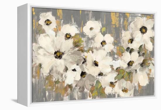 White and Green Bloom Gray-Silvia Vassileva-Framed Stretched Canvas