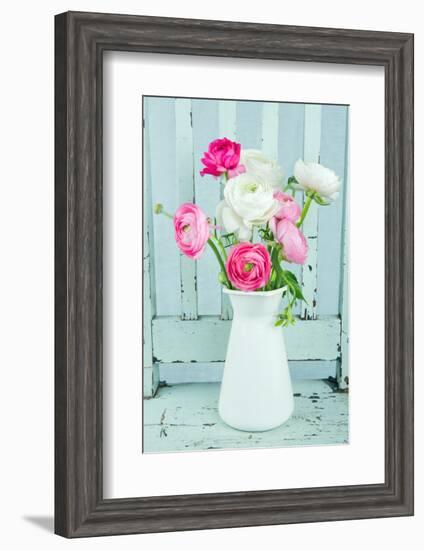 White and Pink Ranunculus Flowers-Anna-Mari West-Framed Photographic Print