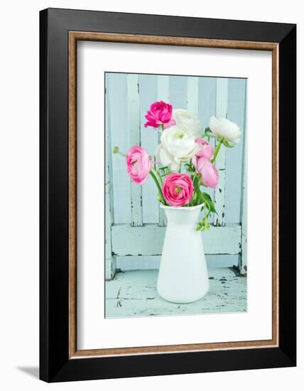 White and Pink Ranunculus Flowers-Anna-Mari West-Framed Photographic Print