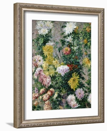 White and Yellow Chrysanthemums, 1893-Gustave Caillebotte-Framed Giclee Print