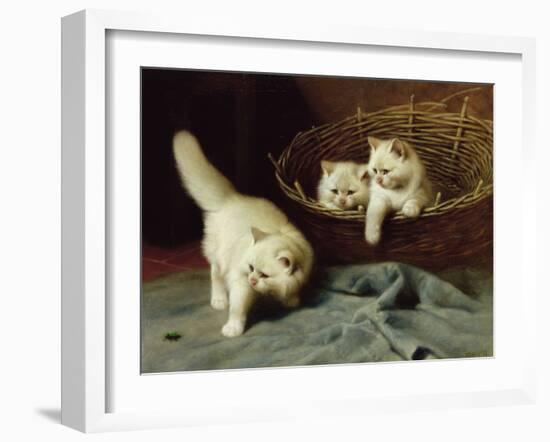 White Angora Kittens With a Beetle, 1929-Arthur Heyer-Framed Giclee Print