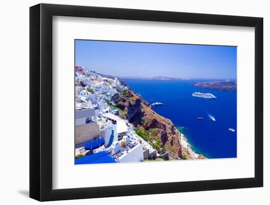 White Architecture of Fira Town on Santorini Island, Greece-Patryk Kosmider-Framed Photographic Print