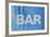 White Bar Sign Painted On A Dilapidated Blue Wooden Wall-Dutourdumonde-Framed Art Print