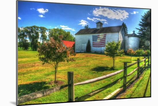 White Barn and Flag-Robert Goldwitz-Mounted Photographic Print