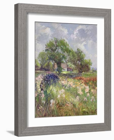 White Barn and Iris Field, 1992-Timothy Easton-Framed Giclee Print