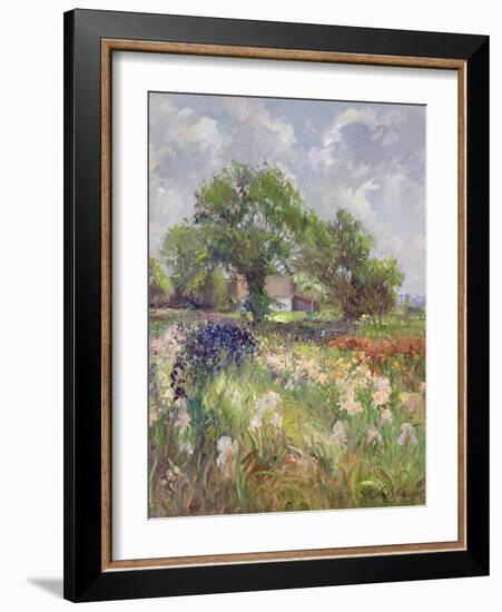 White Barn and Iris Field, 1992-Timothy Easton-Framed Giclee Print