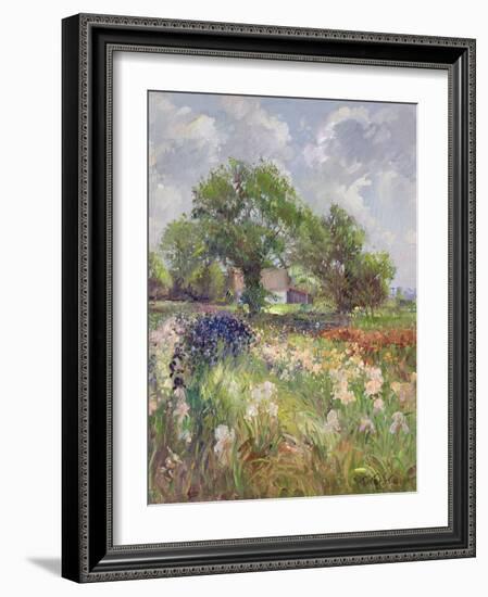 White Barn and Iris Field, 1992-Timothy Easton-Framed Giclee Print