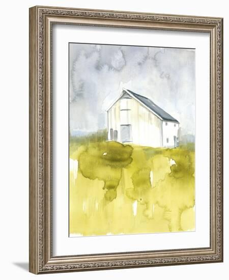 White Barn on Citron I-Jennifer Goldberger-Framed Art Print