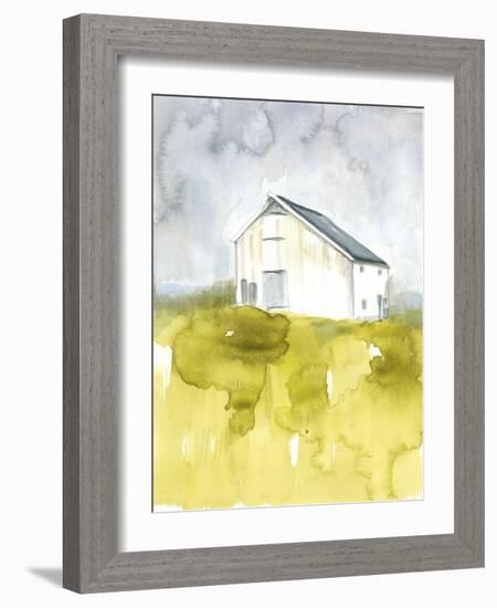 White Barn on Citron I-Jennifer Goldberger-Framed Art Print