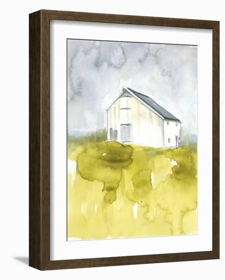 White Barn on Citron I-Jennifer Goldberger-Framed Art Print
