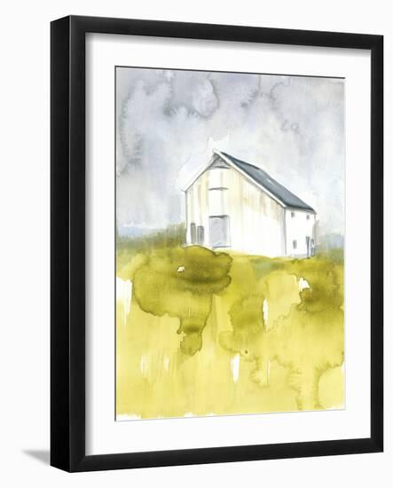 White Barn on Citron I-Jennifer Goldberger-Framed Art Print