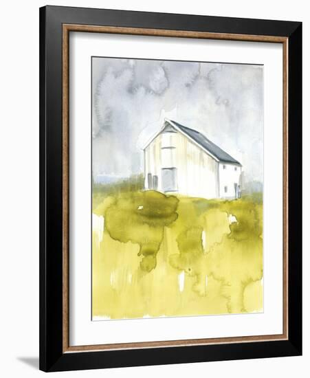 White Barn on Citron I-Jennifer Goldberger-Framed Art Print