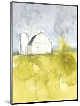White Barn on Citron II-Jennifer Goldberger-Mounted Art Print