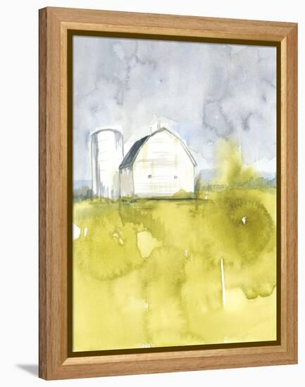 White Barn on Citron II-Jennifer Goldberger-Framed Stretched Canvas