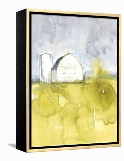 White Barn on Citron II-Jennifer Goldberger-Framed Stretched Canvas