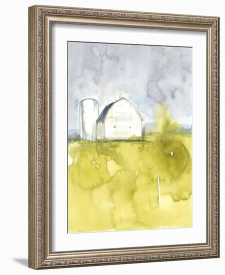 White Barn on Citron II-Jennifer Goldberger-Framed Art Print