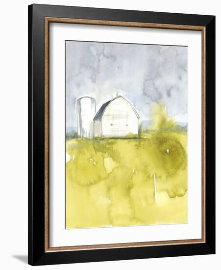 White Barn on Citron II-Jennifer Goldberger-Framed Art Print