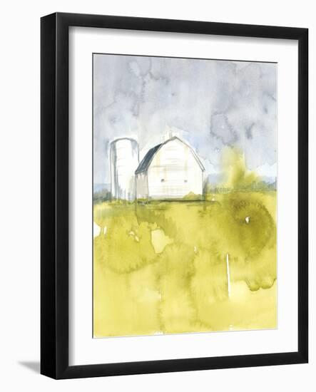 White Barn on Citron II-Jennifer Goldberger-Framed Art Print