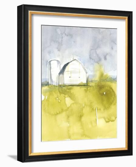 White Barn on Citron II-Jennifer Goldberger-Framed Art Print