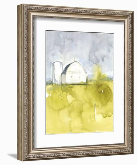 White Barn on Citron II-Jennifer Goldberger-Framed Art Print