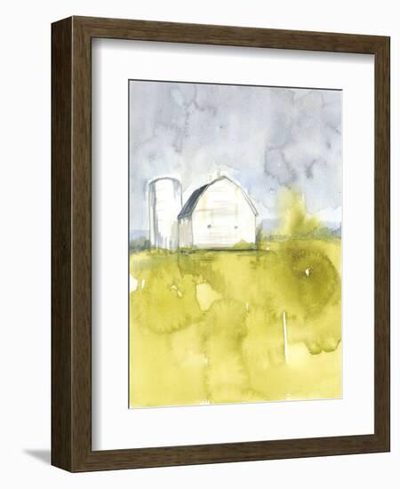 White Barn on Citron II-Jennifer Goldberger-Framed Art Print