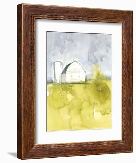 White Barn on Citron II-Jennifer Goldberger-Framed Art Print