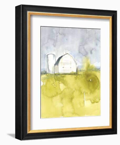 White Barn on Citron II-Jennifer Goldberger-Framed Art Print