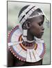 White Beadwork and Circular Scar on Cheek of This Maasai Girl, from the Kisongo Group-Nigel Pavitt-Mounted Photographic Print