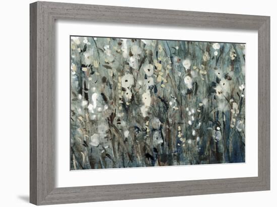 White Blooms with Navy I-Tim O'toole-Framed Art Print