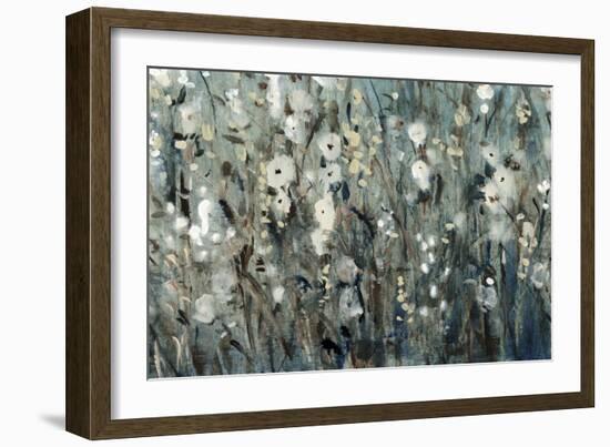 White Blooms with Navy I-Tim O'toole-Framed Art Print