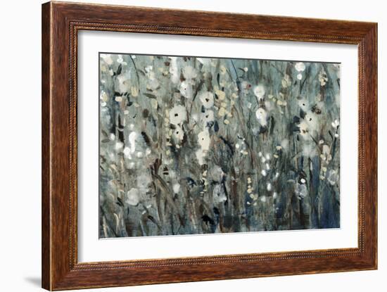 White Blooms with Navy I-Tim O'toole-Framed Art Print