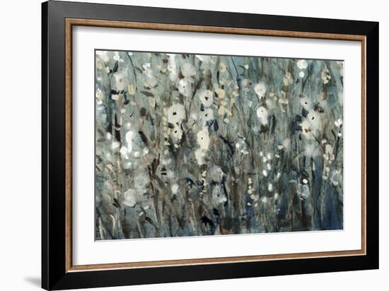 White Blooms with Navy I-Tim O'toole-Framed Art Print