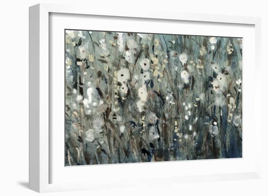 White Blooms with Navy I-Tim O'toole-Framed Art Print