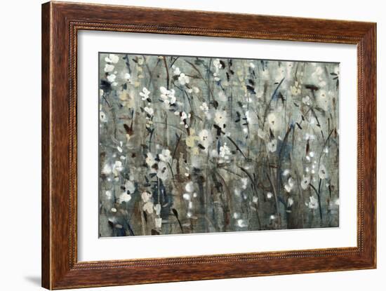 White Blooms with Navy II-Tim O'toole-Framed Art Print