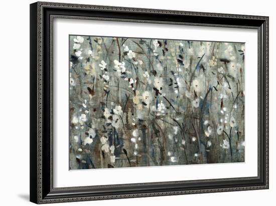 White Blooms with Navy II-Tim O'toole-Framed Art Print
