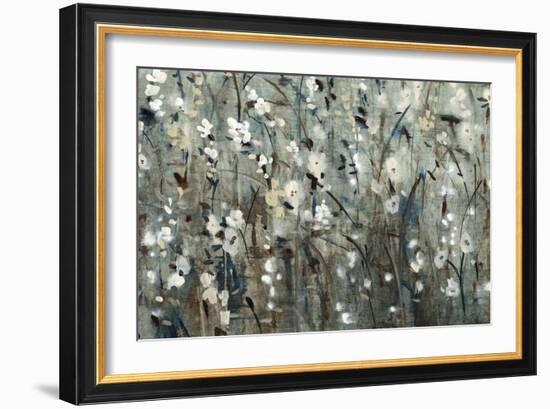 White Blooms with Navy II-Tim O'toole-Framed Art Print