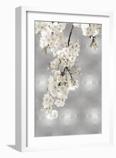 White Blossoms on Silver II-Kate Bennett-Framed Art Print