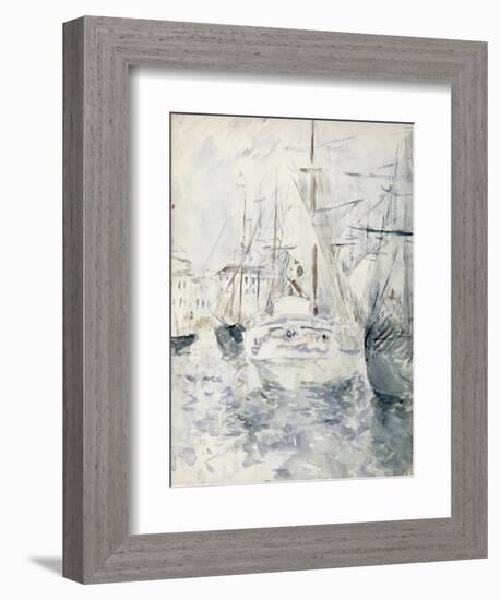 White Boat in the Port, Nice, 1881 (W/C on Paper)-Berthe Morisot-Framed Giclee Print