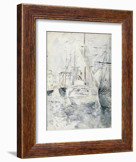 White Boat in the Port, Nice, 1881 (W/C on Paper)-Berthe Morisot-Framed Premium Giclee Print