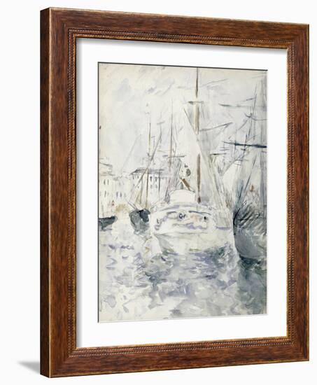 White Boat in the Port, Nice, 1881 (W/C on Paper)-Berthe Morisot-Framed Giclee Print