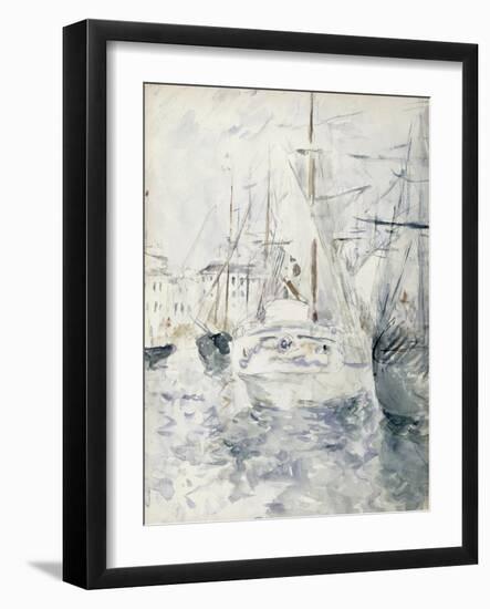 White Boat in the Port, Nice, 1881 (W/C on Paper)-Berthe Morisot-Framed Giclee Print